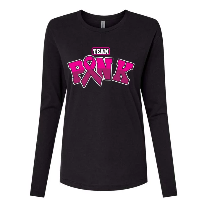 Feminist Team Pink Ribbon Breast Cancer Awareness Month Cute Gift Womens Cotton Relaxed Long Sleeve T-Shirt