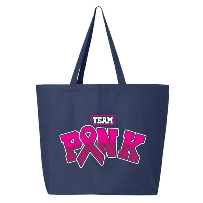 Feminist Team Pink Ribbon Breast Cancer Awareness Month Cute Gift 25L Jumbo Tote