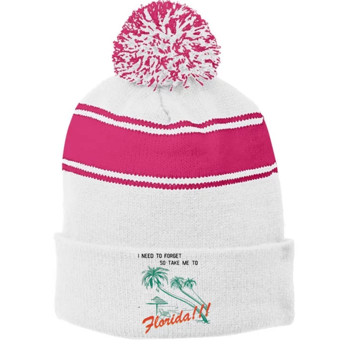 Florida!!! Tortured Poets Stripe Pom Pom Beanie