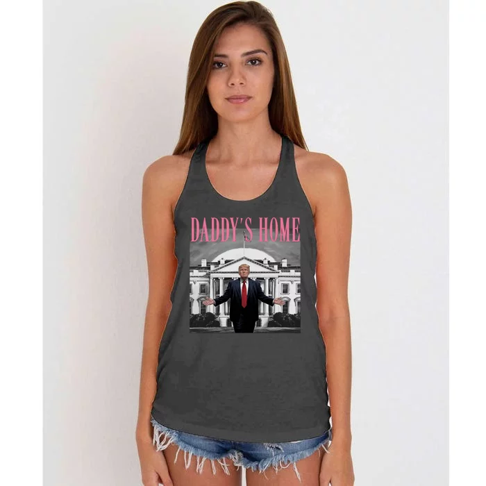 Funny Trump Pink Daddys Home  Trump 2024 Women's Knotted Racerback Tank