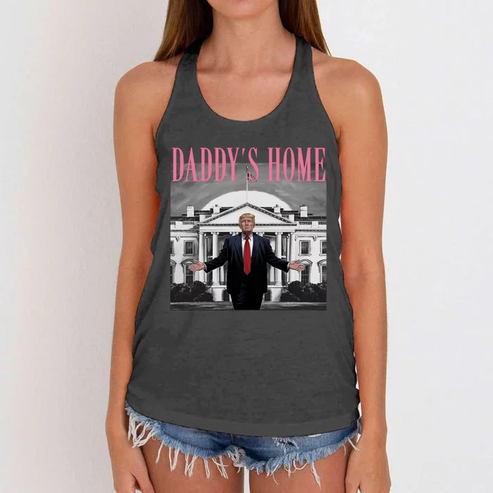 Funny Trump Pink Daddys Home  Trump 2024 Women's Knotted Racerback Tank