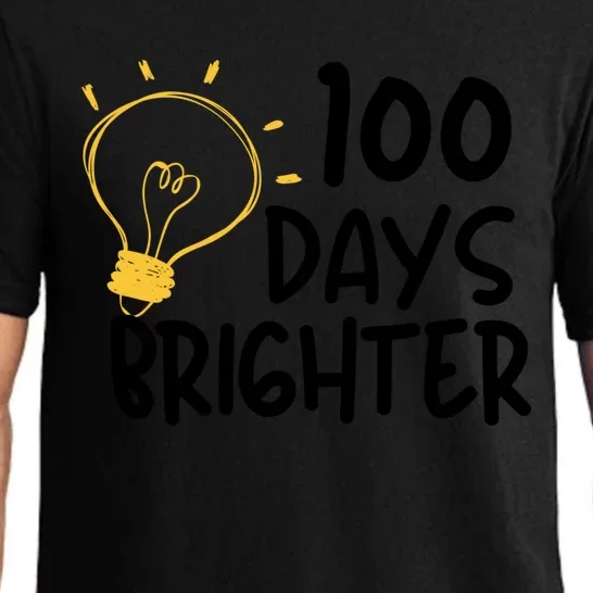 Funny Teacher Quote 100 Days Brighter 100th Day Of School Gift Pajama Set