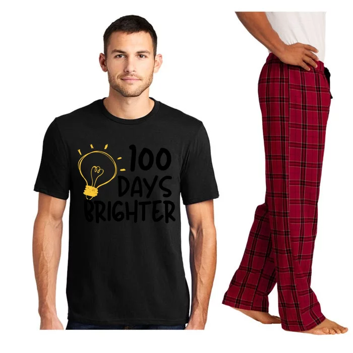 Funny Teacher Quote 100 Days Brighter 100th Day Of School Gift Pajama Set