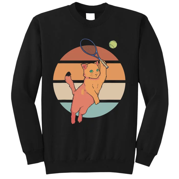 Funny Tennis Racket Cat Playing Tennis Sweatshirt