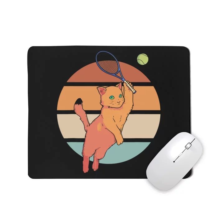 Funny Tennis Racket Cat Playing Tennis Mousepad