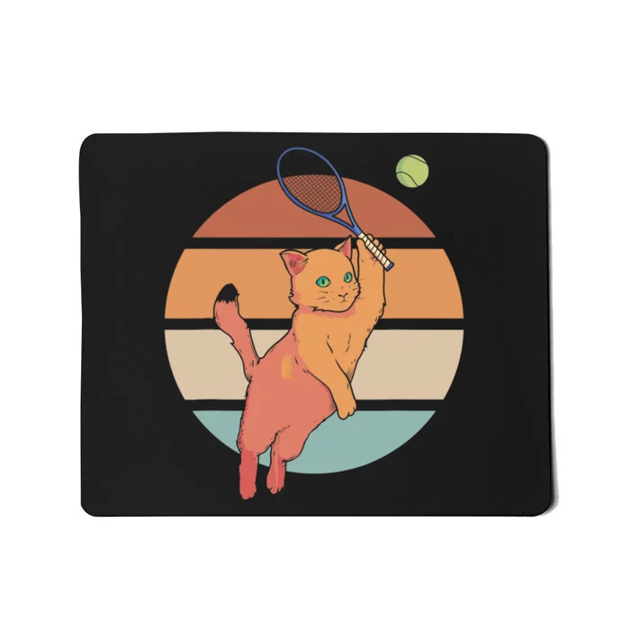 Funny Tennis Racket Cat Playing Tennis Mousepad