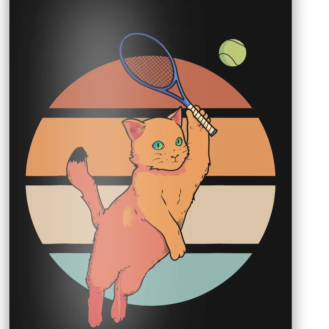 Funny Tennis Racket Cat Playing Tennis Poster