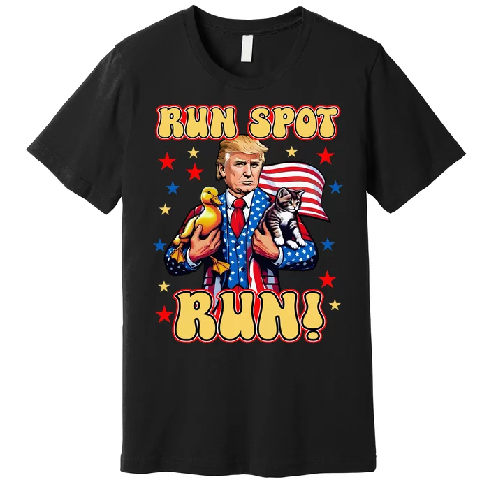 Funny Trump Run Harris Spot Run Dog Debate Election 2024 Premium T-Shirt