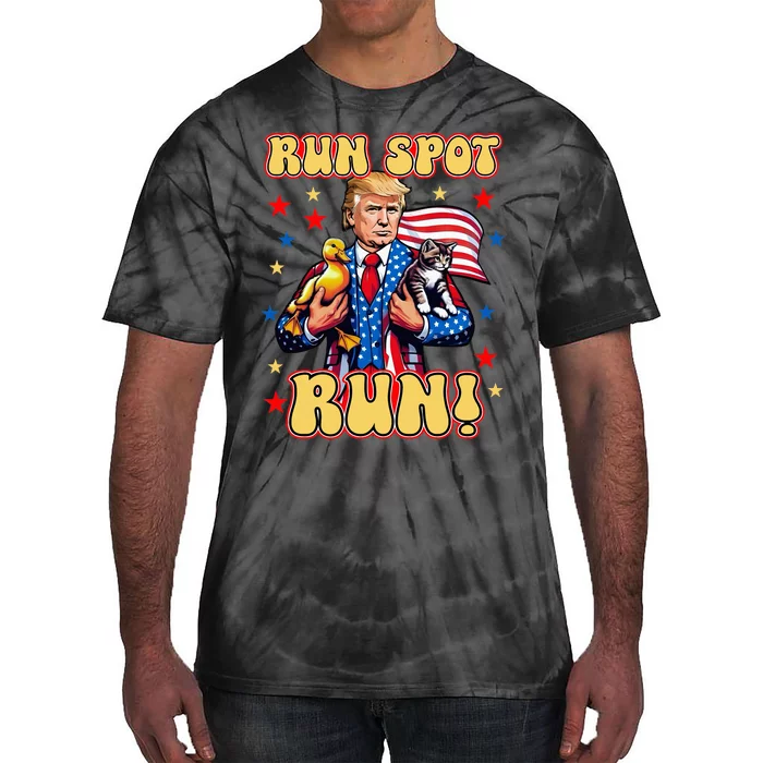 Funny Trump Run Harris Spot Run Dog Debate Election 2024 Tie-Dye T-Shirt