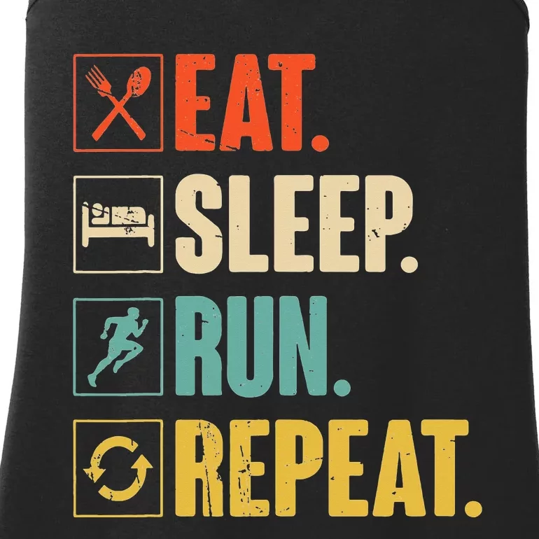 Funny Track Running Training Eat Sleep Cross Country Repeat Ladies Essential Tank