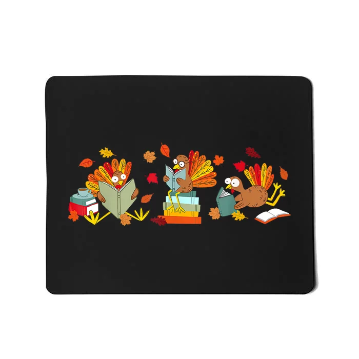 Funny Turkey Reading Book Librarian Bookworm Thanksgiving Mousepad