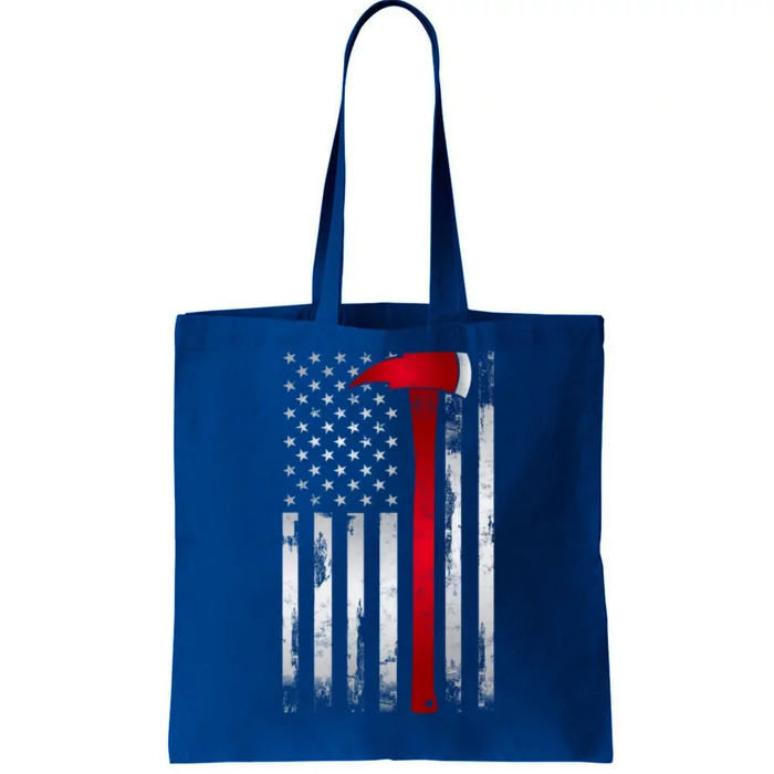 Fire Thin Red Line American Flag Axe Gift For Firefighter Meaningful Gift Tote Bag