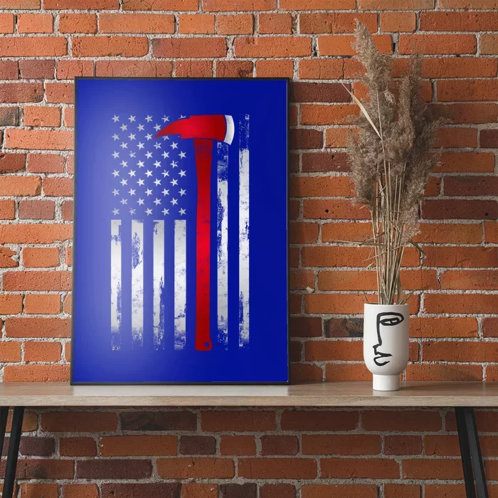 Fire Thin Red Line American Flag Axe Gift For Firefighter Meaningful Gift Poster