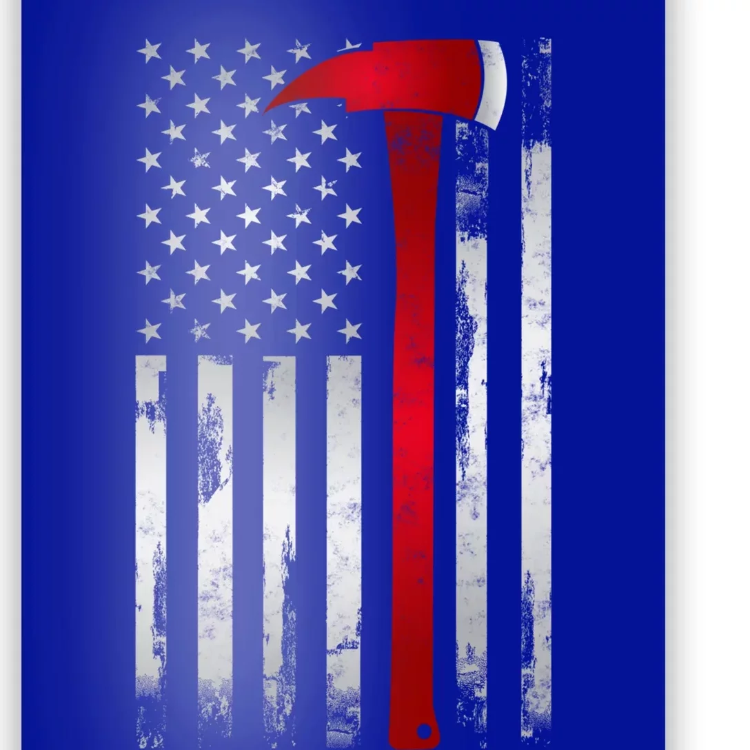 Fire Thin Red Line American Flag Axe Gift For Firefighter Meaningful Gift Poster