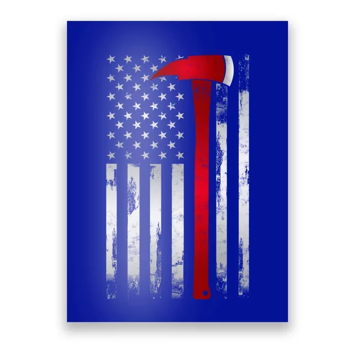 Fire Thin Red Line American Flag Axe Gift For Firefighter Meaningful Gift Poster