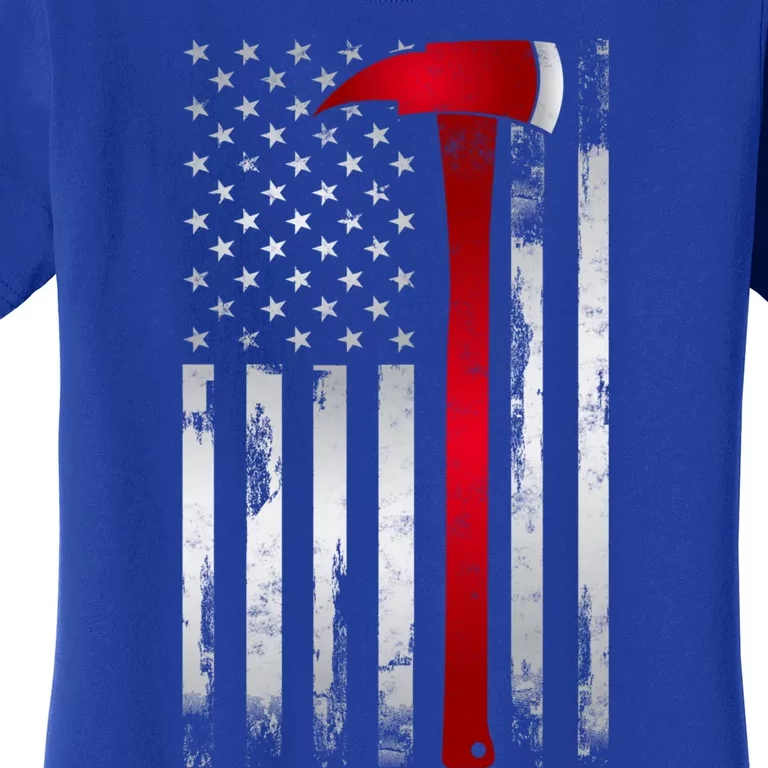 Fire Thin Red Line American Flag Axe Gift For Firefighter Meaningful Gift Women's T-Shirt