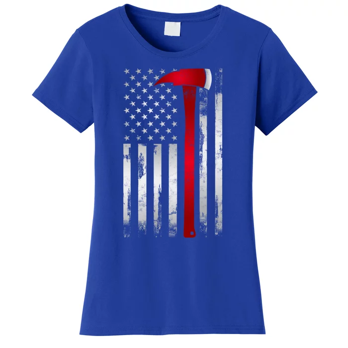 Fire Thin Red Line American Flag Axe Gift For Firefighter Meaningful Gift Women's T-Shirt