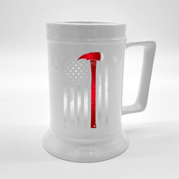 Fire Thin Red Line American Flag Axe Gift For Firefighter Meaningful Gift Front & Back Beer Stein