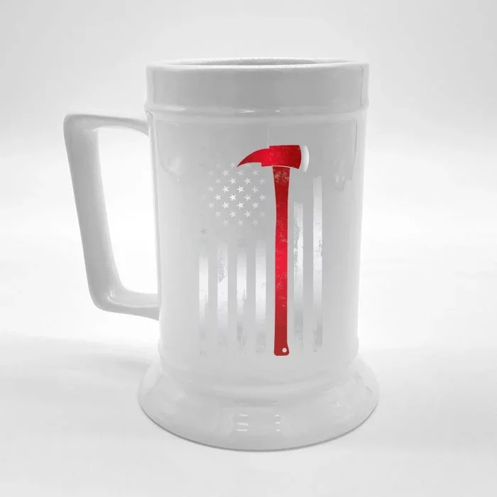 Fire Thin Red Line American Flag Axe Gift For Firefighter Meaningful Gift Front & Back Beer Stein