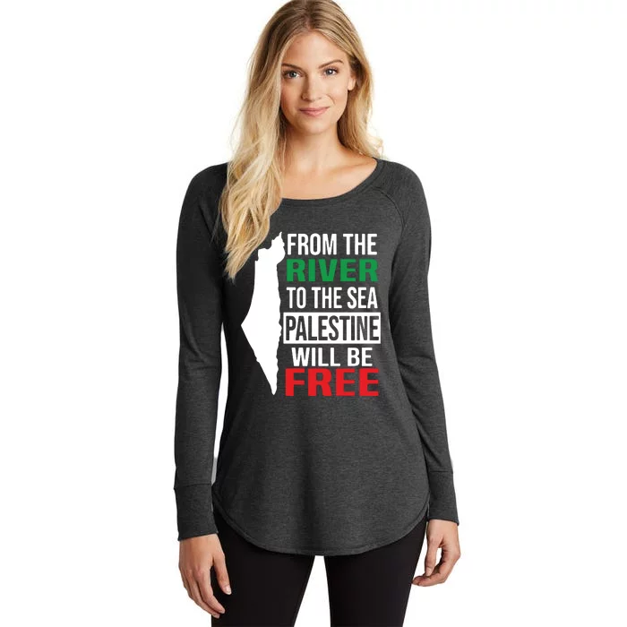 From The River To The Sea Palestine Will Be Free Women's Perfect Tri Tunic Long Sleeve Shirt