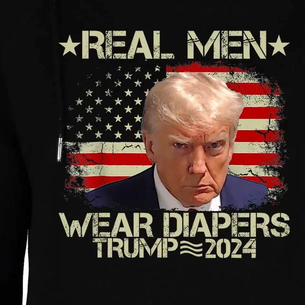 Funny Trump Real Man Wear Diapers Trump 2024 Womens Funnel Neck Pullover Hood