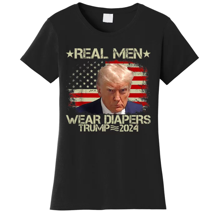 Funny Trump Real Man Wear Diapers Trump 2024 Women's T-Shirt