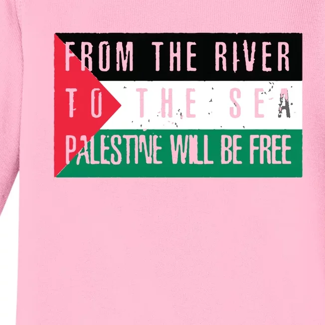 From The River To The Sea Palestine Will Be Free Baby Long Sleeve Bodysuit