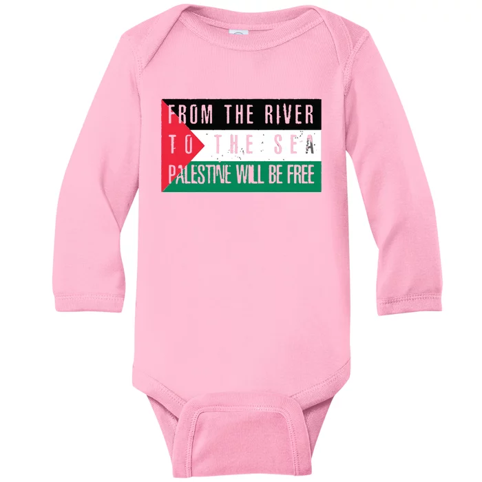 From The River To The Sea Palestine Will Be Free Baby Long Sleeve Bodysuit