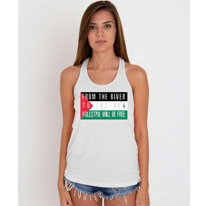 From The River To The Sea Palestine Will Be Free Women's Knotted Racerback Tank