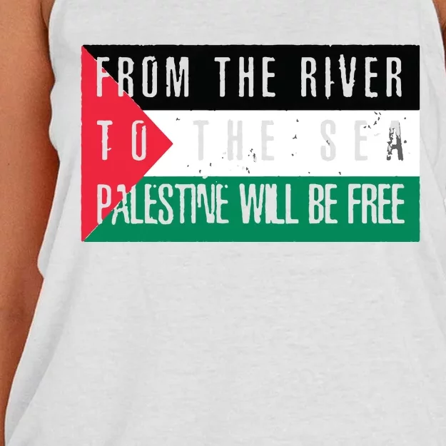 From The River To The Sea Palestine Will Be Free Women's Knotted Racerback Tank