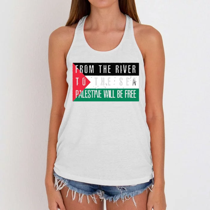 From The River To The Sea Palestine Will Be Free Women's Knotted Racerback Tank