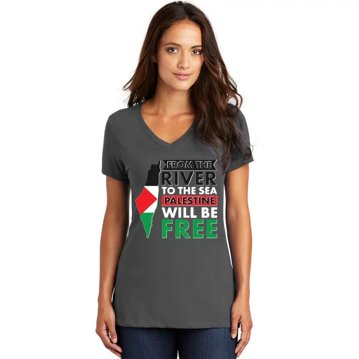 From The River To The Sea Palestine Will Be Free Women's V-Neck T-Shirt