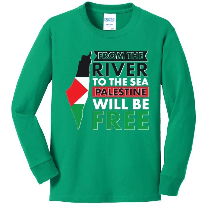 From The River To The Sea Palestine Will Be Free Kids Long Sleeve Shirt