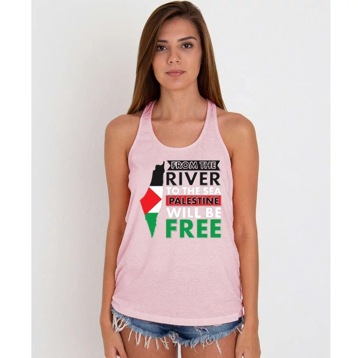 From The River To The Sea Palestine Will Be Free Women's Knotted Racerback Tank