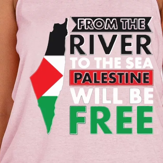 From The River To The Sea Palestine Will Be Free Women's Knotted Racerback Tank