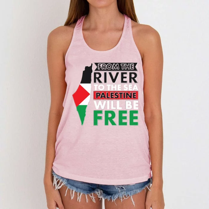 From The River To The Sea Palestine Will Be Free Women's Knotted Racerback Tank