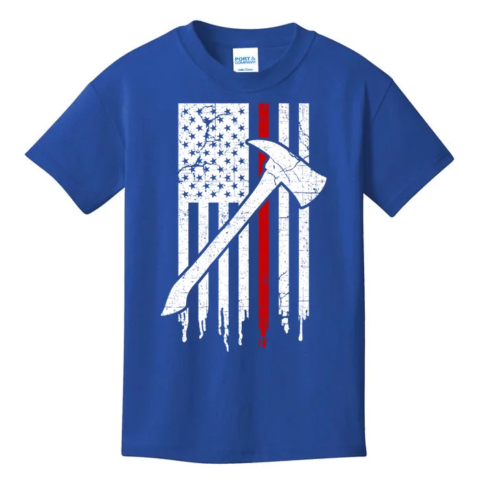 Firefighter Thin Red Line American Flag Gift Kids T-Shirt