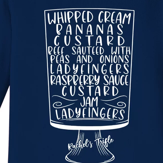 Friends Thanksgiving Rachel's Trifle Whipped Cream Bananas Baby Long Sleeve Bodysuit