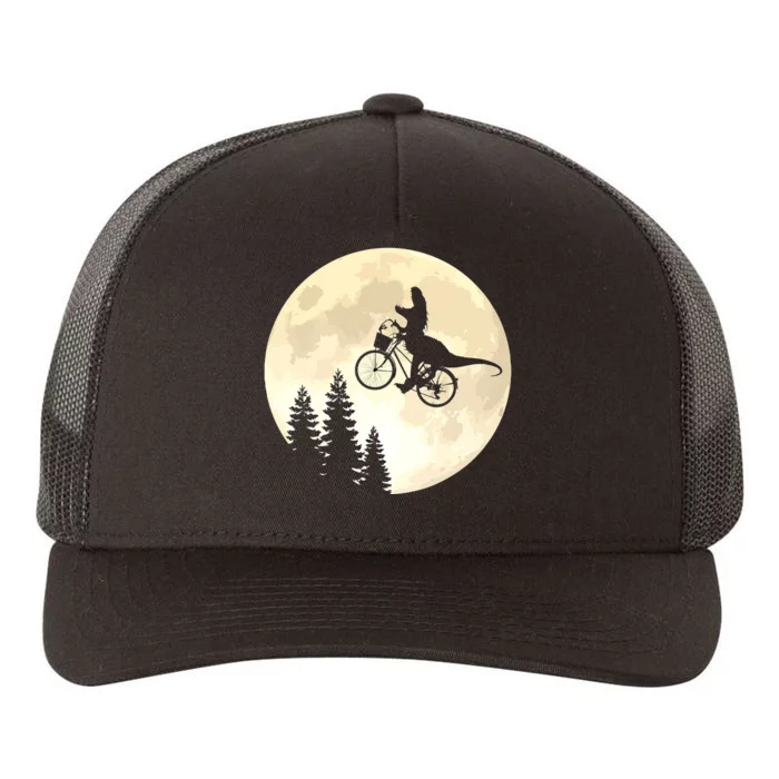 Funny T Rex Dinosaur Cycling On A Bicycle To Moon Yupoong Adult 5-Panel Trucker Hat