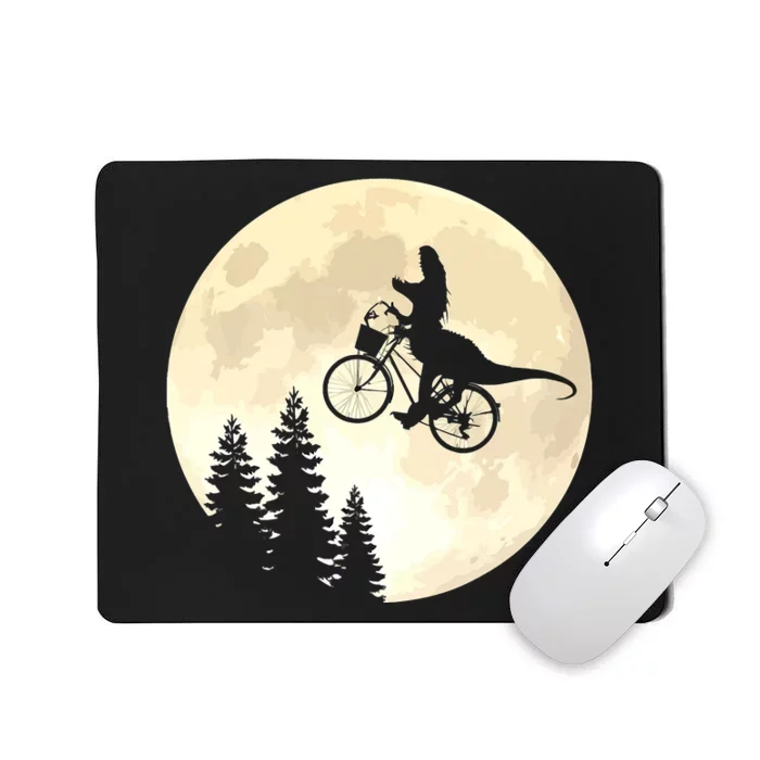 Funny T Rex Dinosaur Cycling On A Bicycle To Moon Mousepad