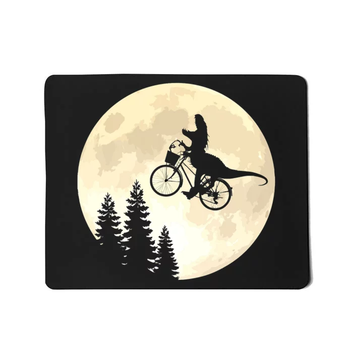 Funny T Rex Dinosaur Cycling On A Bicycle To Moon Mousepad