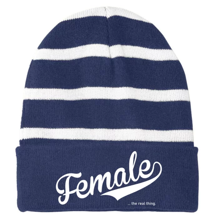 Female The Real Thing Striped Beanie with Solid Band