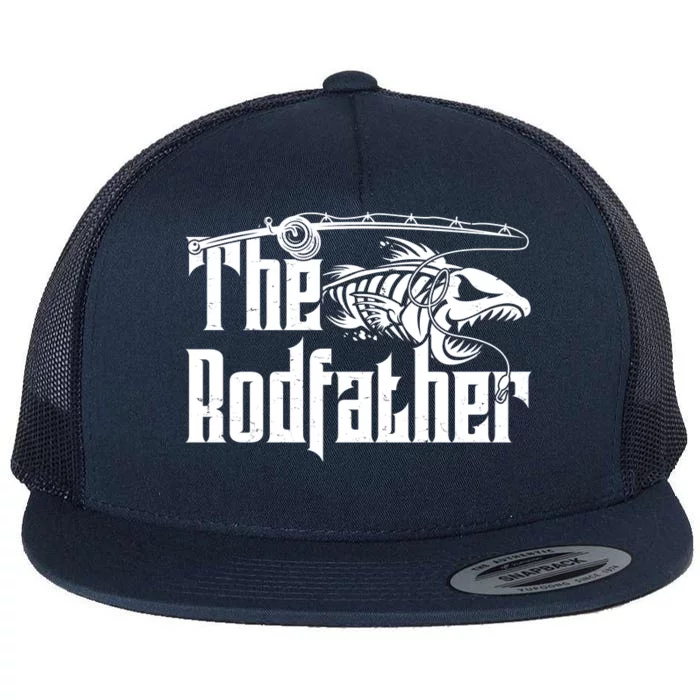 Funny The Rodfather Fishing Flat Bill Trucker Hat