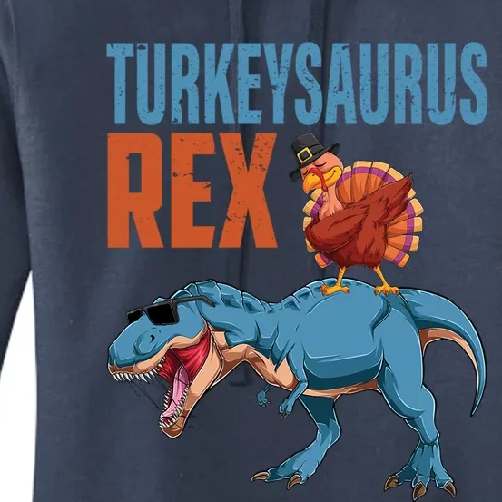 Funny Turkeysaurus Rex Dabbing Turkey Dinosaur Thanksgiving Cool Gift Women's Pullover Hoodie