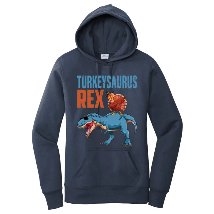 Funny Turkeysaurus Rex Dabbing Turkey Dinosaur Thanksgiving Cool Gift Women's Pullover Hoodie