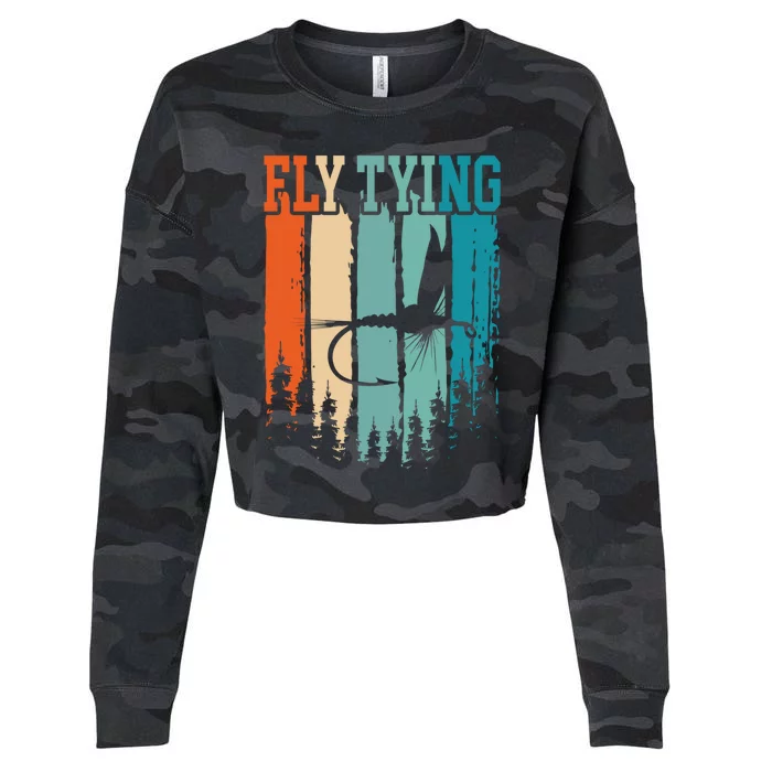 Fly Tying Retro Vintage Cropped Pullover Crew