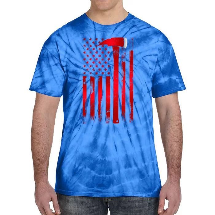 Fire Thin Red Line American Flag Axe Gift Firefighter Dad Gift Tie-Dye T-Shirt