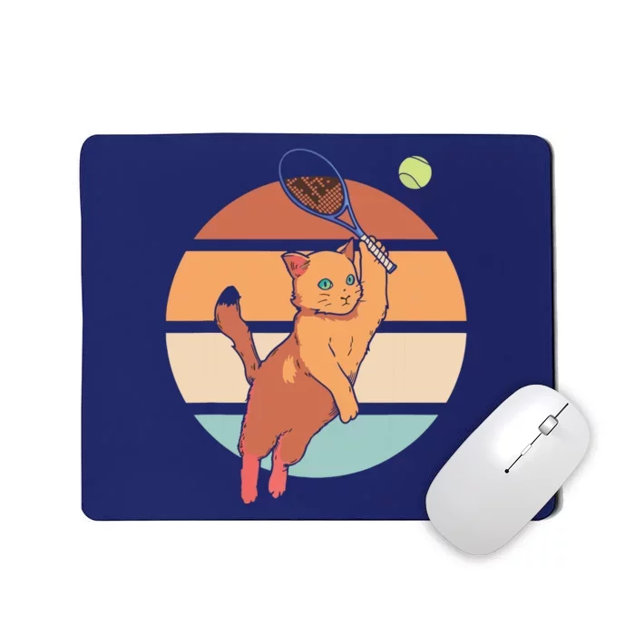 Funny Tennis Racket Cat Playing Tennis Mousepad