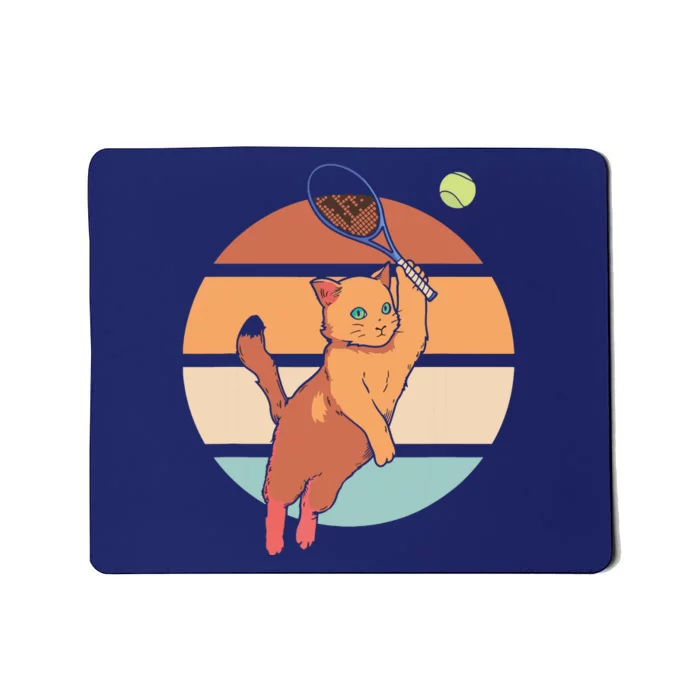 Funny Tennis Racket Cat Playing Tennis Mousepad