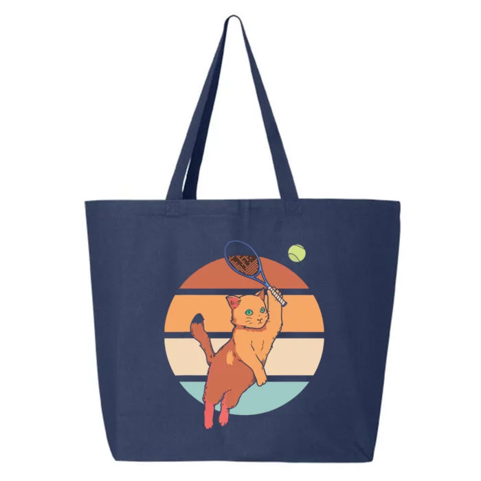 Funny Tennis Racket Cat Playing Tennis 25L Jumbo Tote